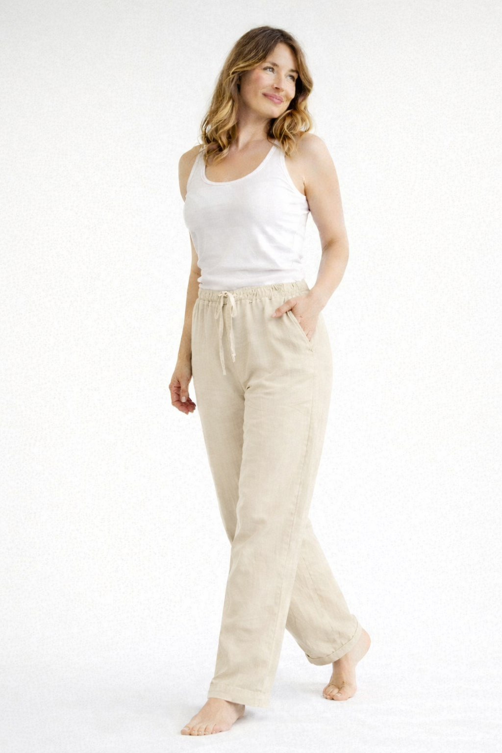 High-Waist Loose Fit Trousers with Drawstring 5