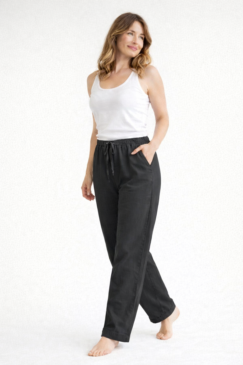 High-Waist Loose Fit Trousers with Drawstring 6
