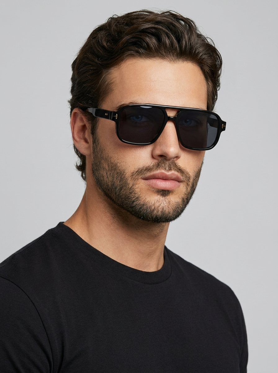Square Sunglasses with Double Bridge