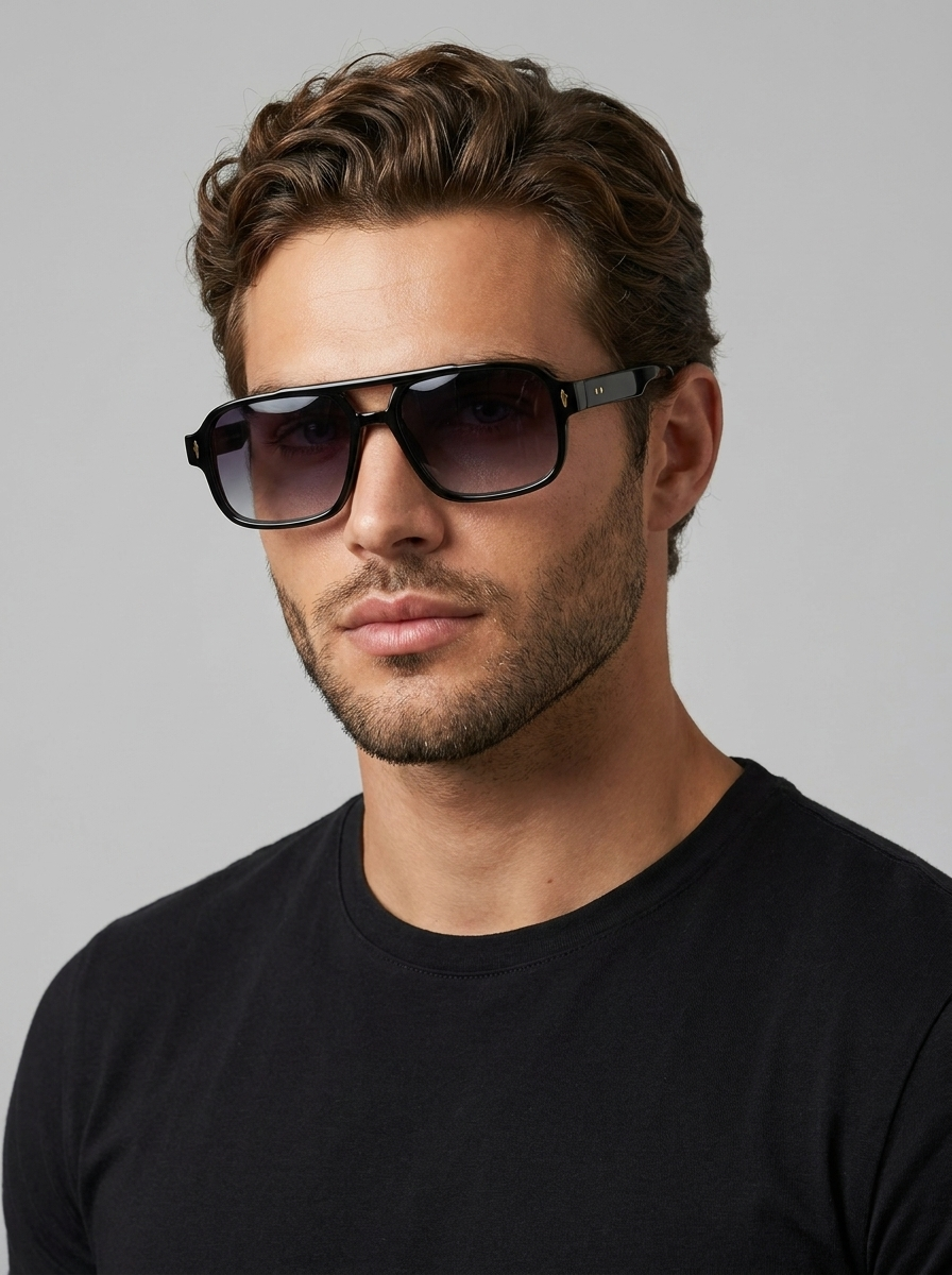 Square Sunglasses with Double Bridge
