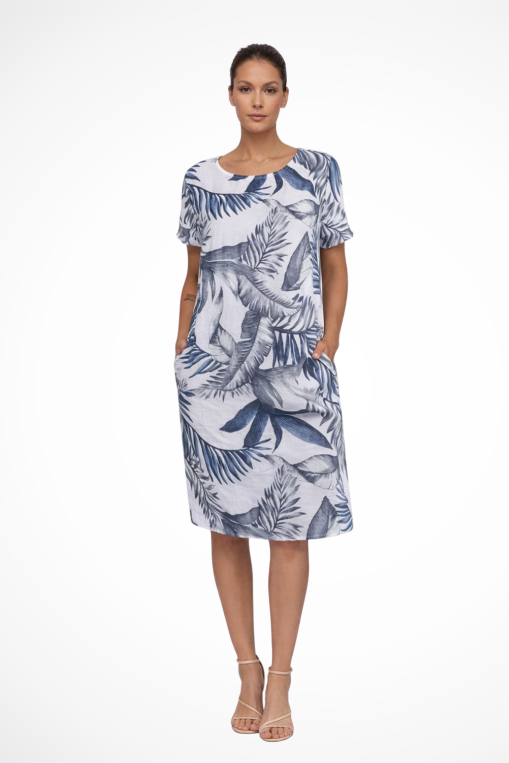 Women's floral shift summer dress with side pockets