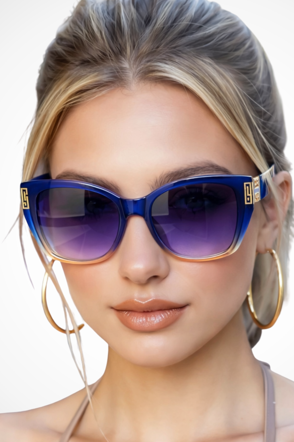 Women's cat eye sunglasses with gradient lenses and gold detail