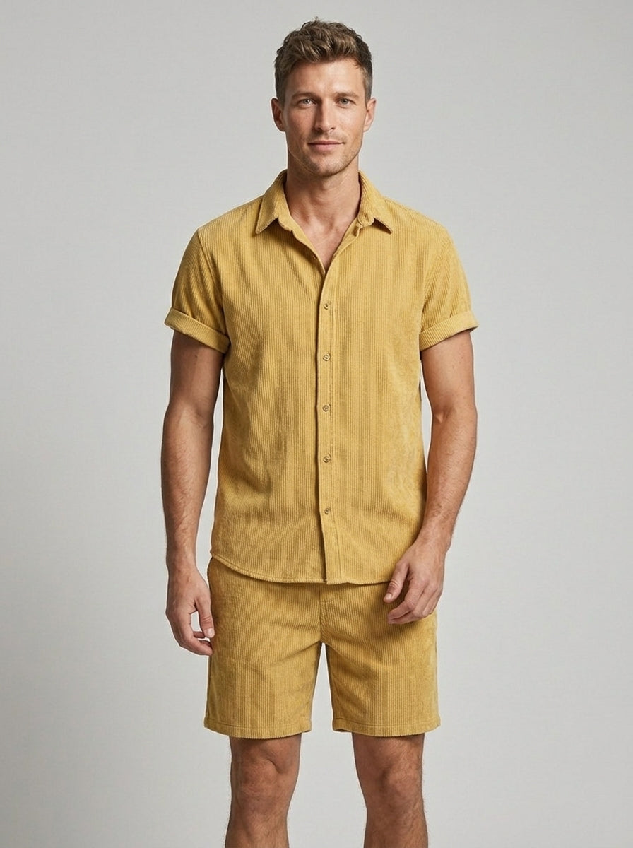 Men's black shirt and shorts co-ord summer set