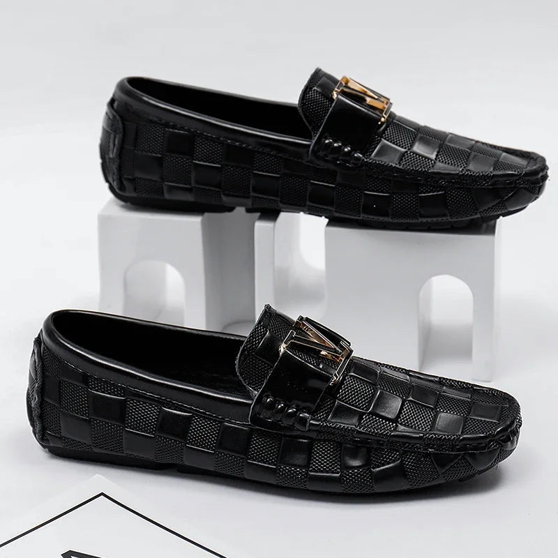 Men's woven leather loafers in a smart dress shoe style