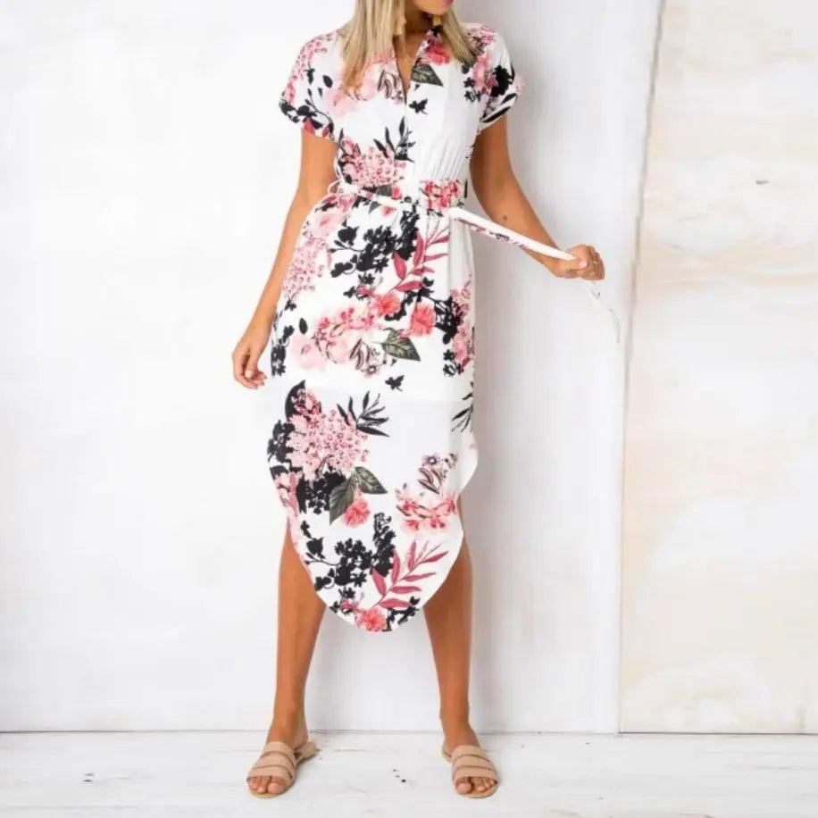 Lila | Floral Wrap Dress Collared Side Slit 4