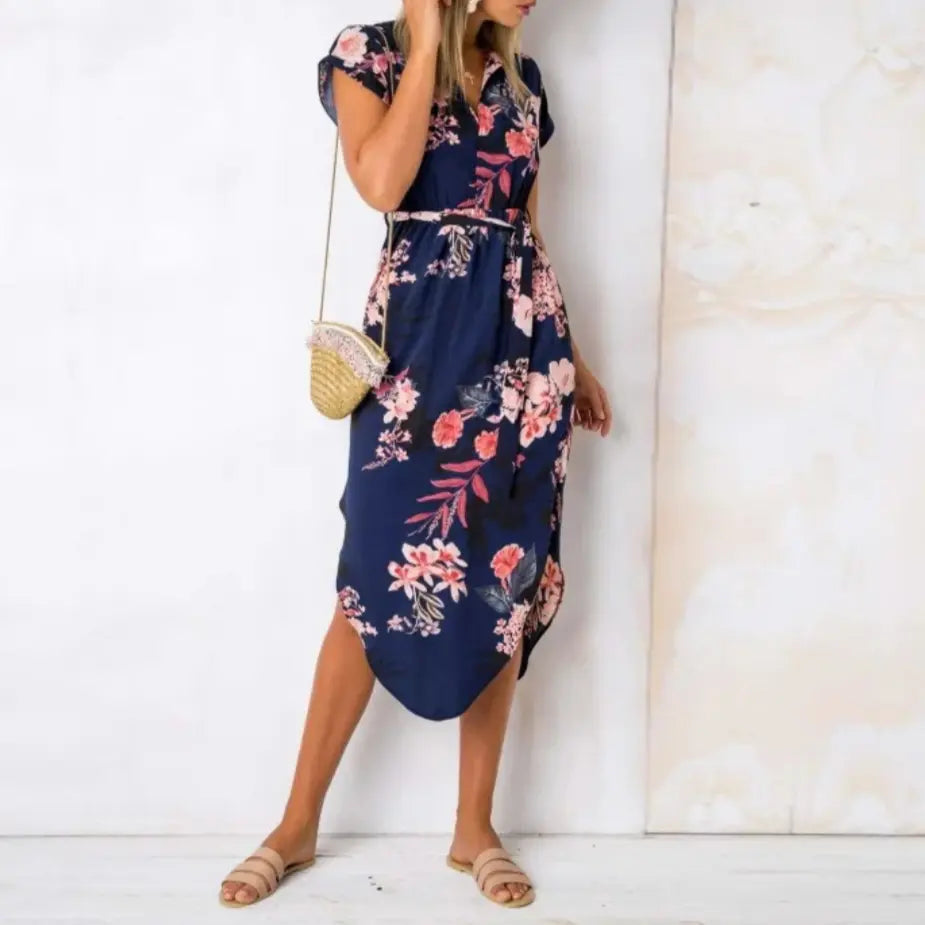 Lila | Floral Wrap Dress Collared Side Slit 7
