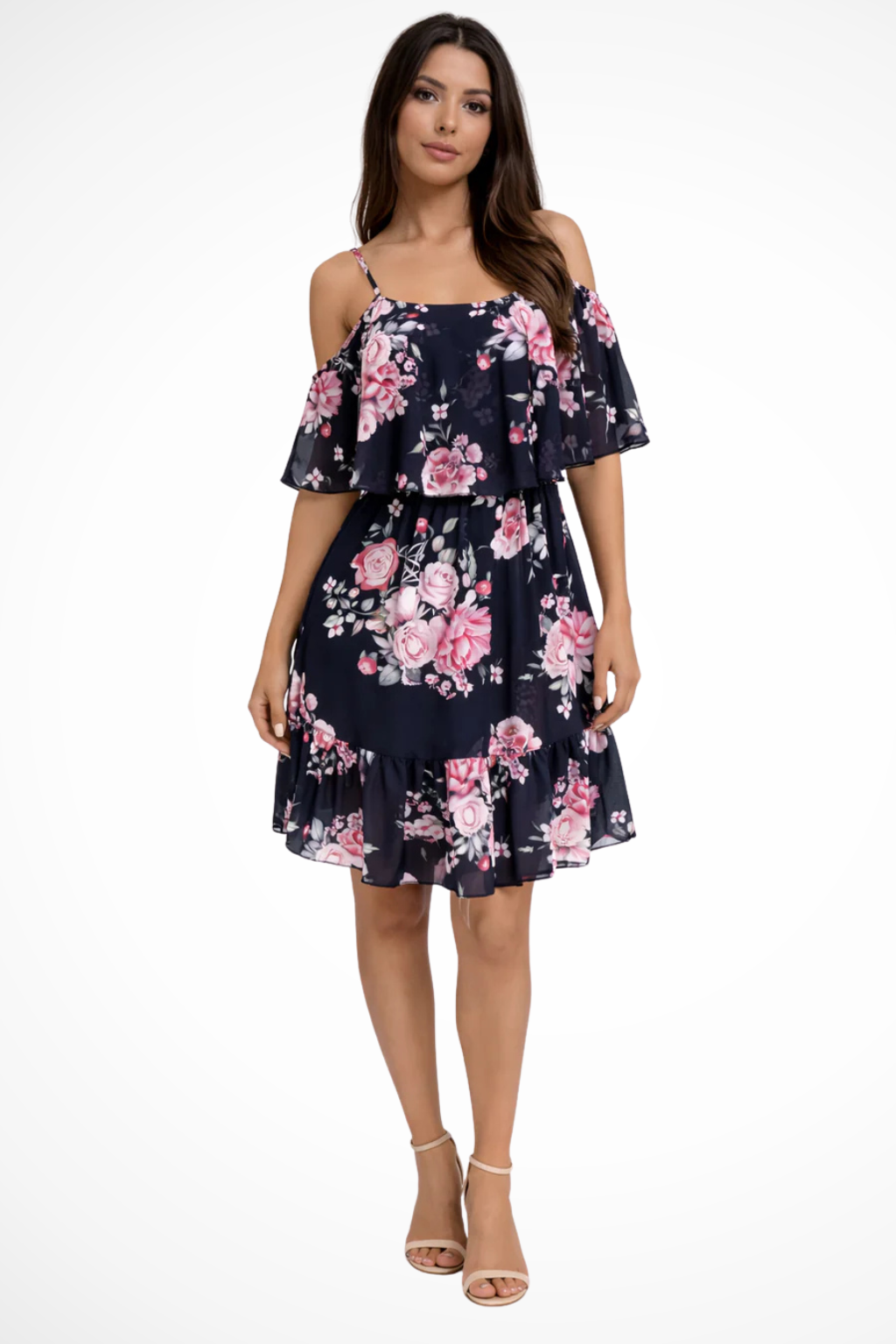 Women's off-shoulder floral ruffle mini dress