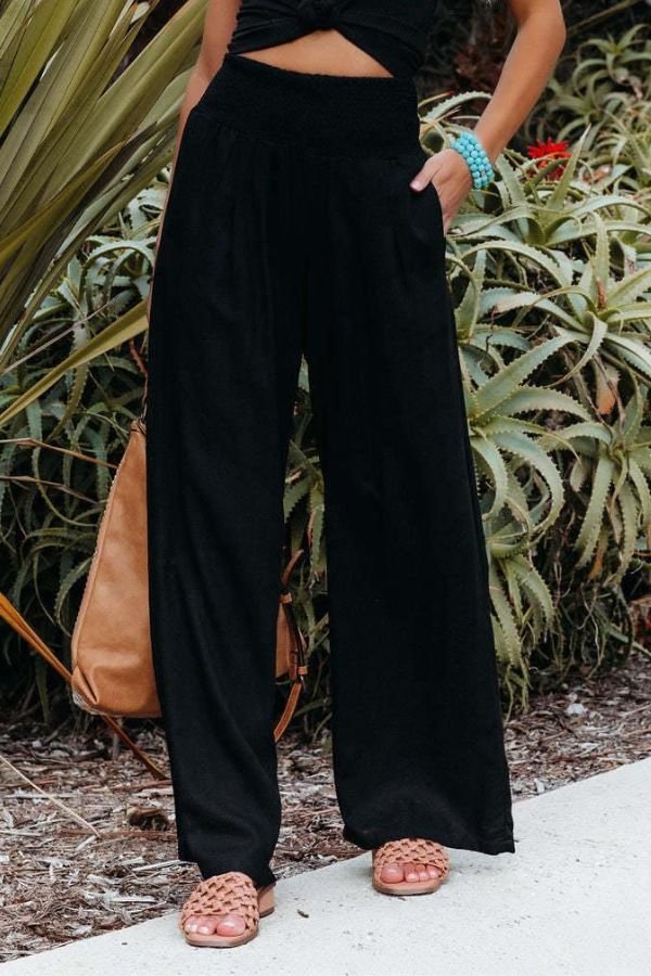 Linen Wide Leg Trousers High Waisted Design 7