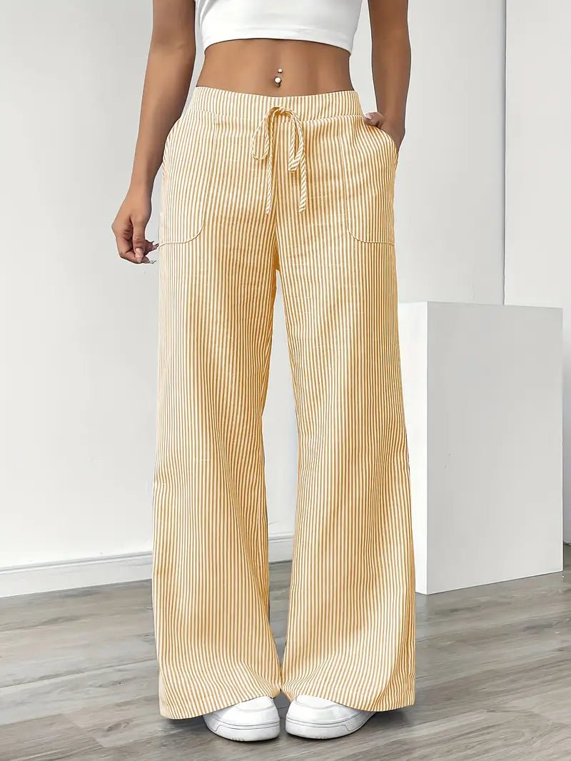 Linen Wide Leg Trousers With Pockets 0