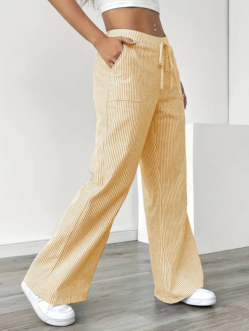 Linen Wide Leg Trousers With Pockets 6