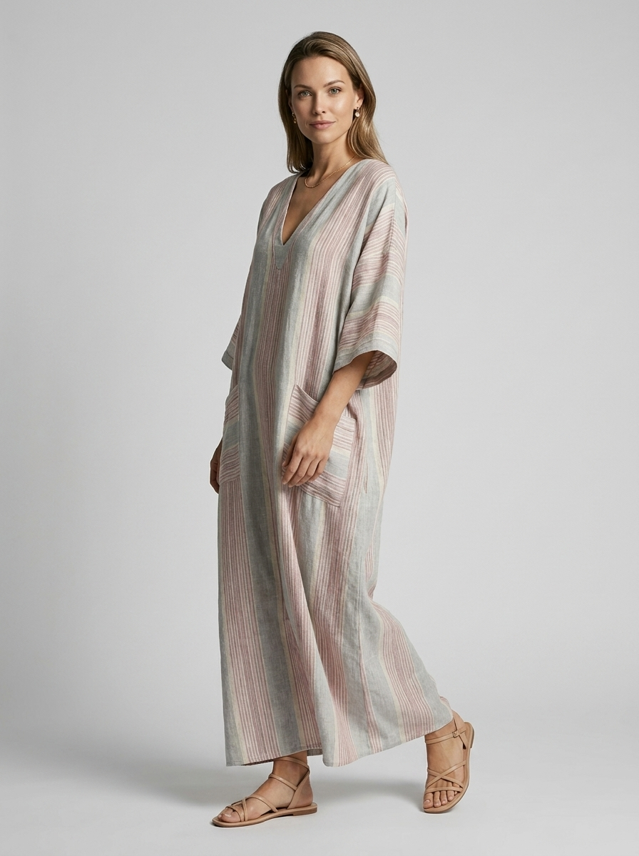 Boho Maxi Dress with V-Neck for Summer