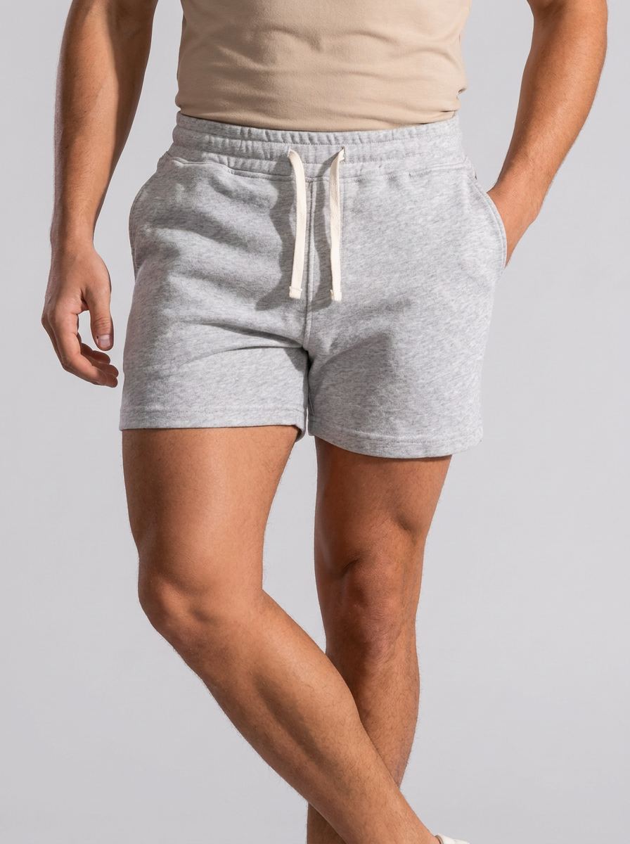 Men's blue slim-fit jogger shorts with drawstring