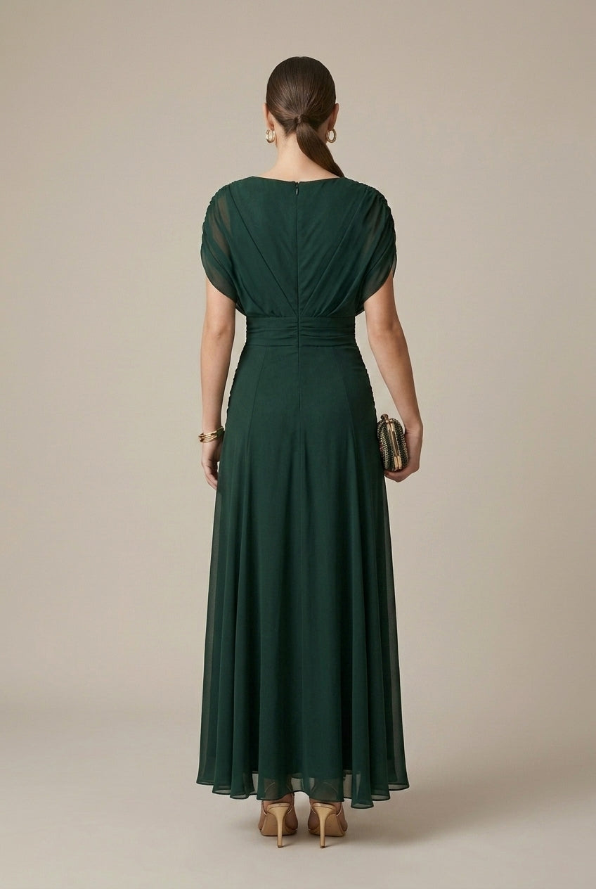 Maxi Dress V-Neck Wrap Short Sleeve Style 1