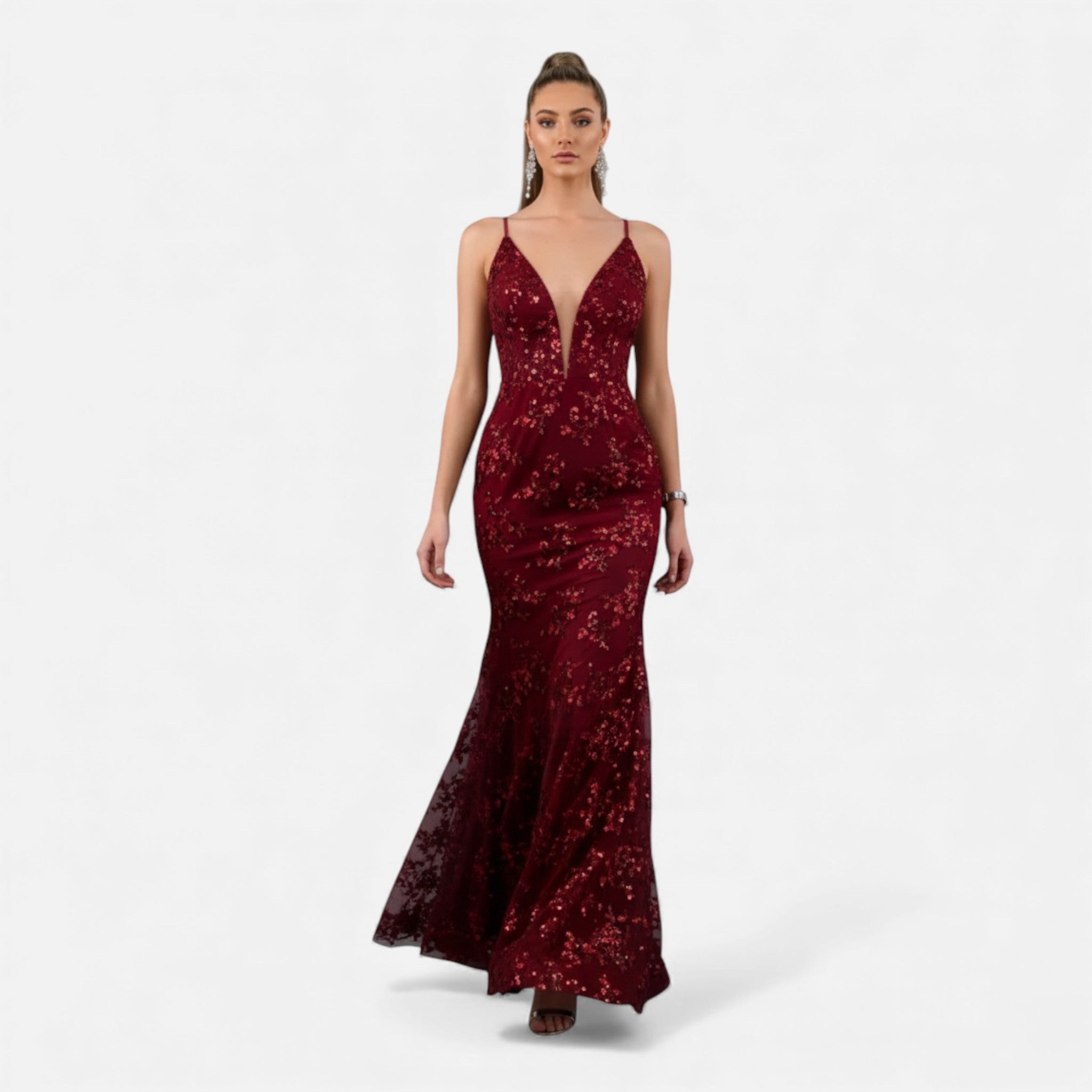 Maxi Dress With Fitted Silhouette And Sequins 7