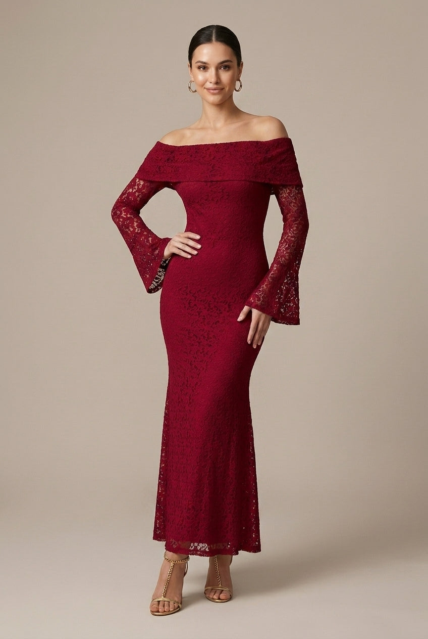 Maxi Dress With Sleeves And Flared Design 3