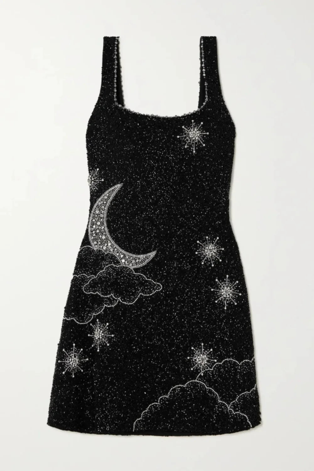 women's embellished mini dress with a square neck