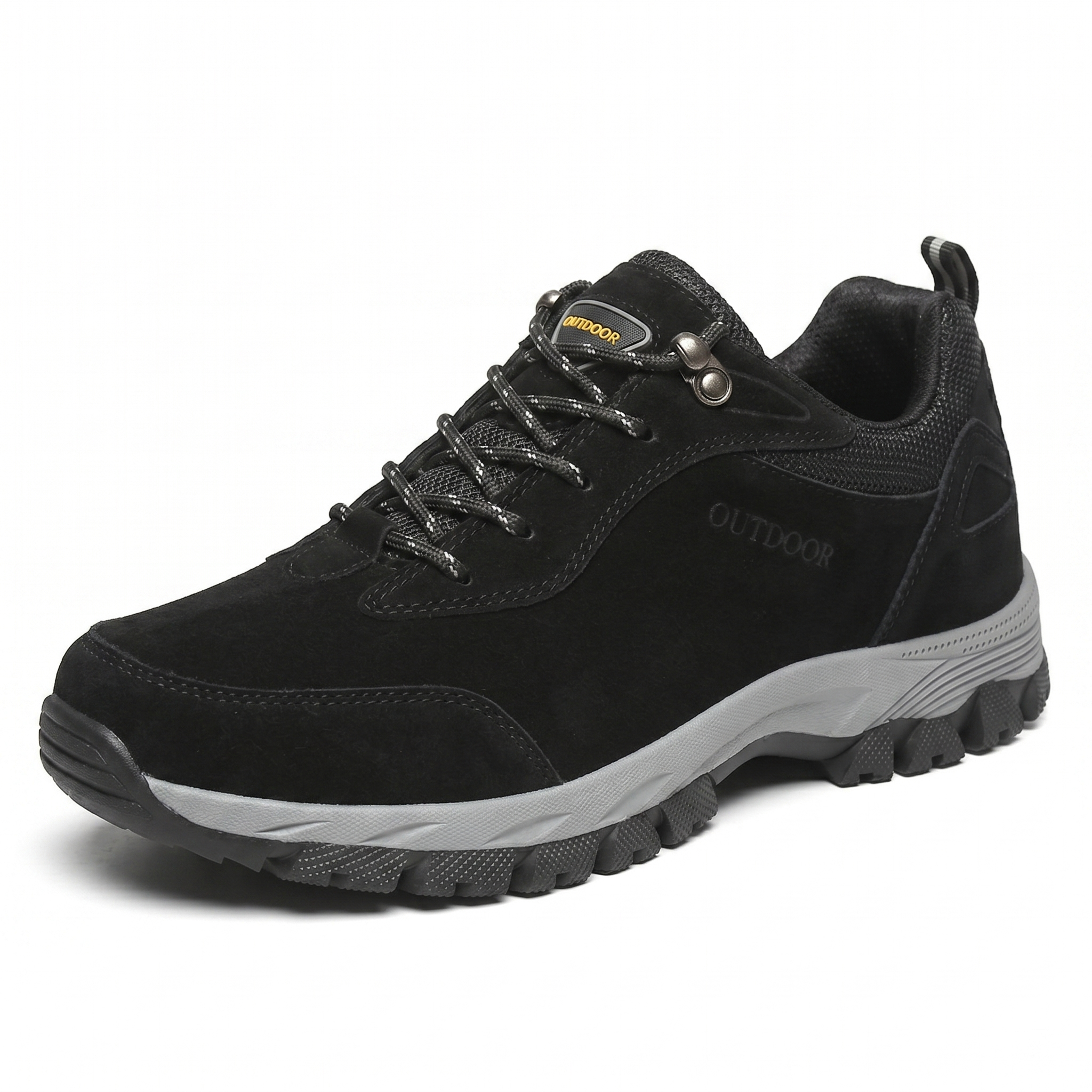 Men's army green low cut hiking shoes with chunky grip sole