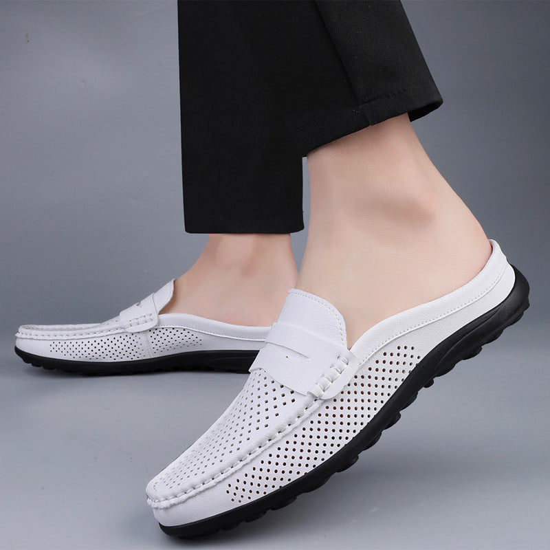 Men's Penny Loafers Perforated Open Back Mule 5