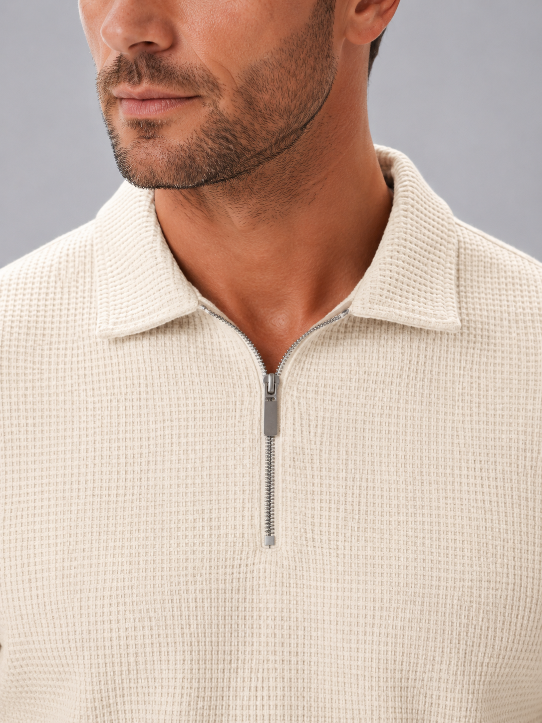 Men's beige polo and shorts co-ord set