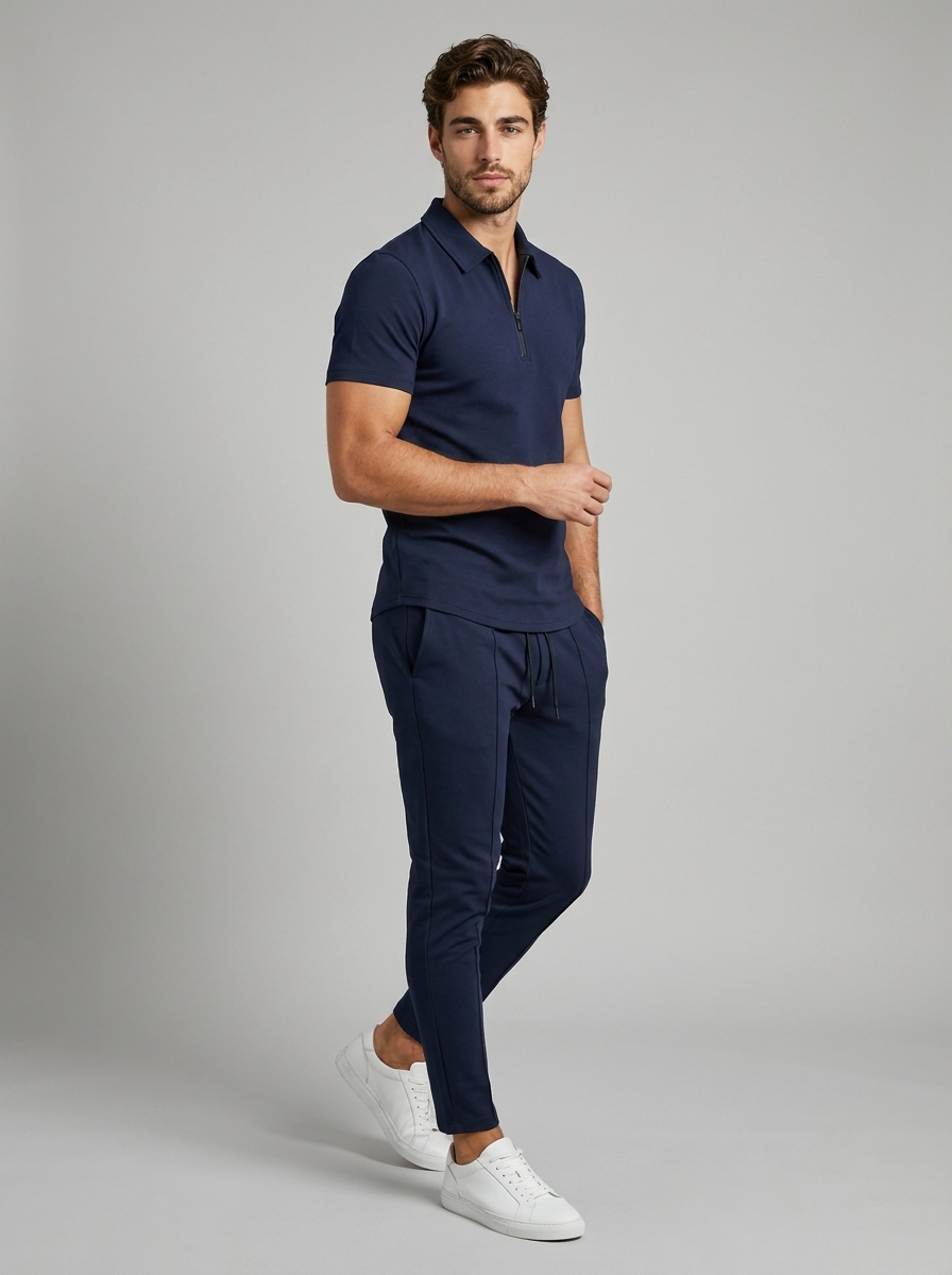 Zip Polo and Trousers Co-ord Set