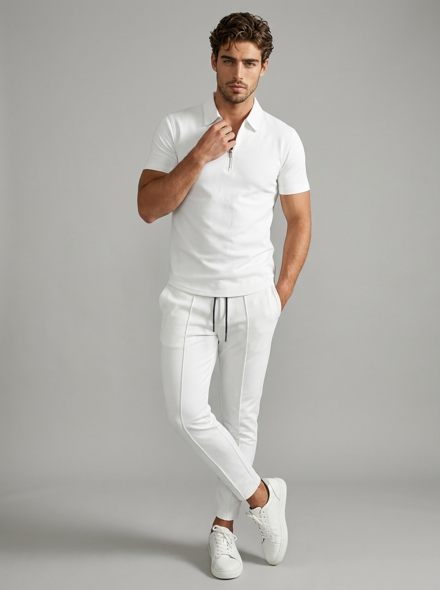 Zip Polo and Trousers Co-ord Set
