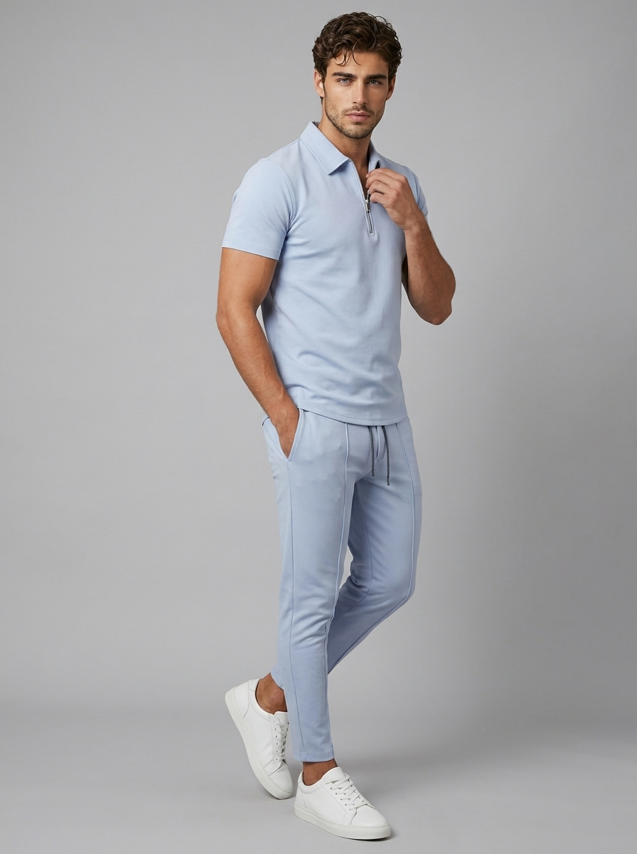 Zip Polo and Trousers Co-ord Set
