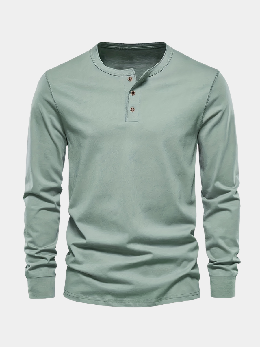 Men's light green oversized long-sleeve knit shirt