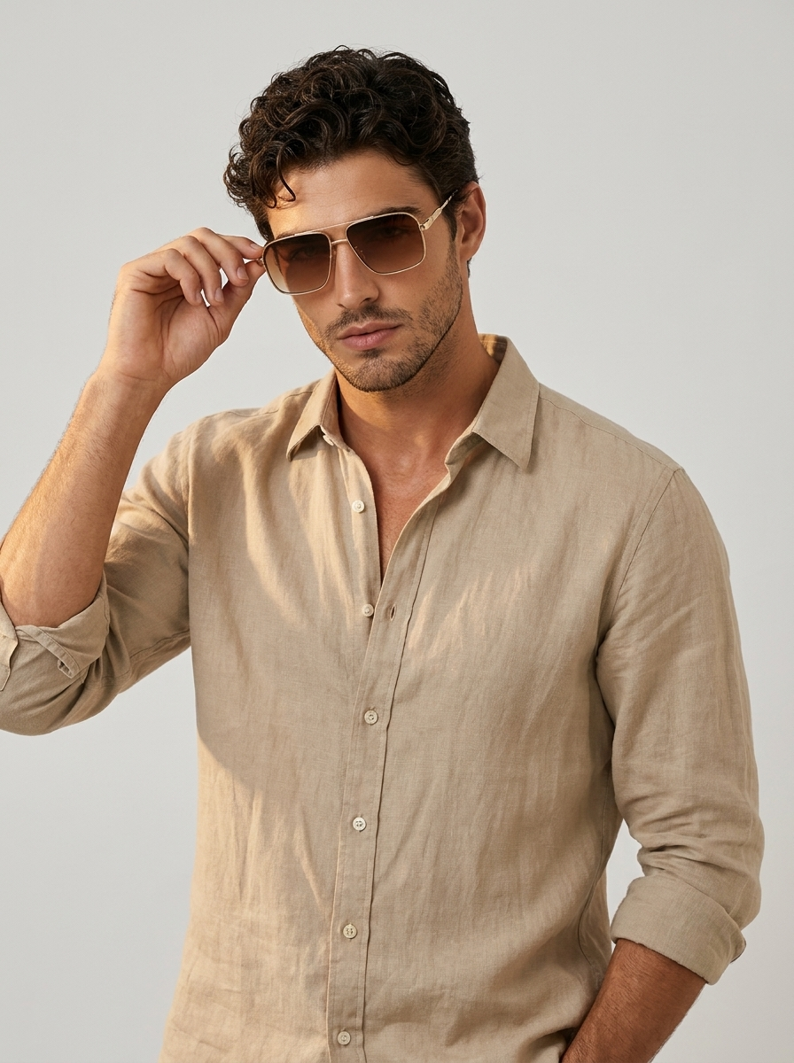 Pilot Sunglasses with Square Lenses and UV400 Protection