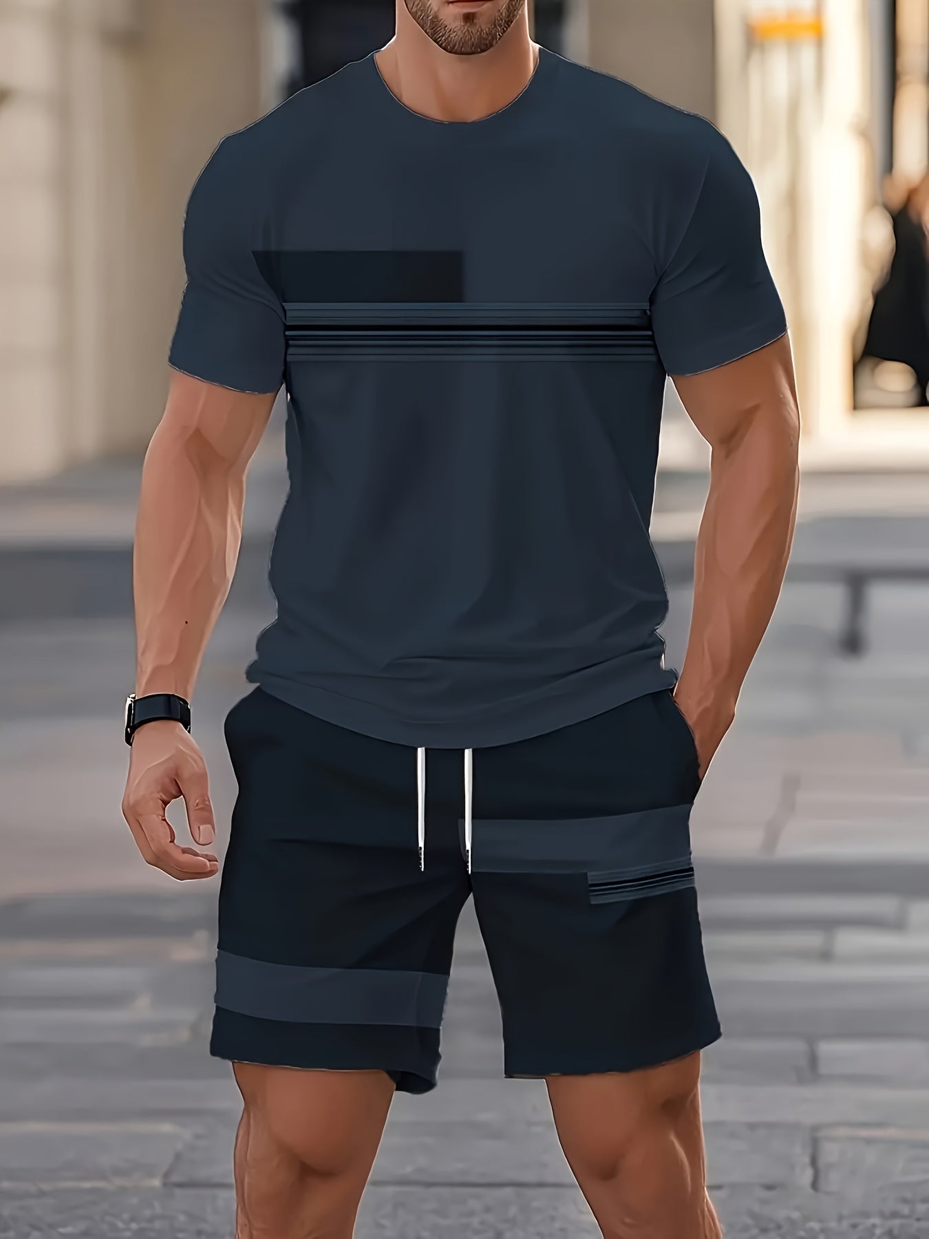 Men's light green printed t-shirt and shorts co-ord set