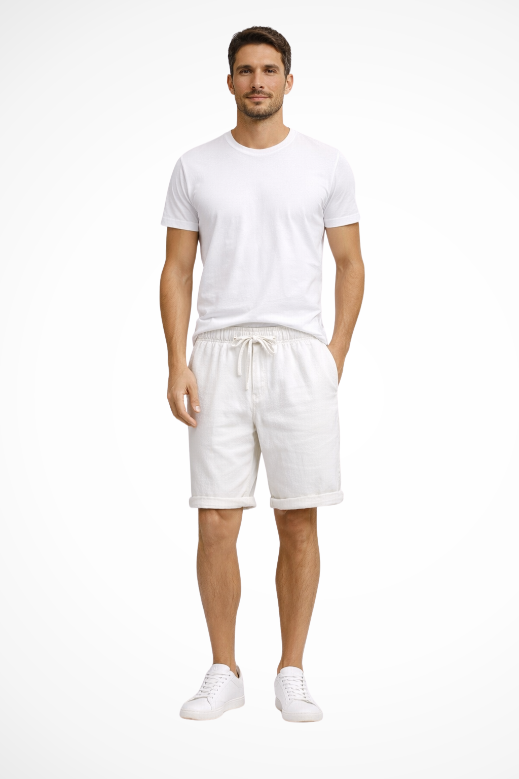 Men's drawstring casual shorts with side pockets