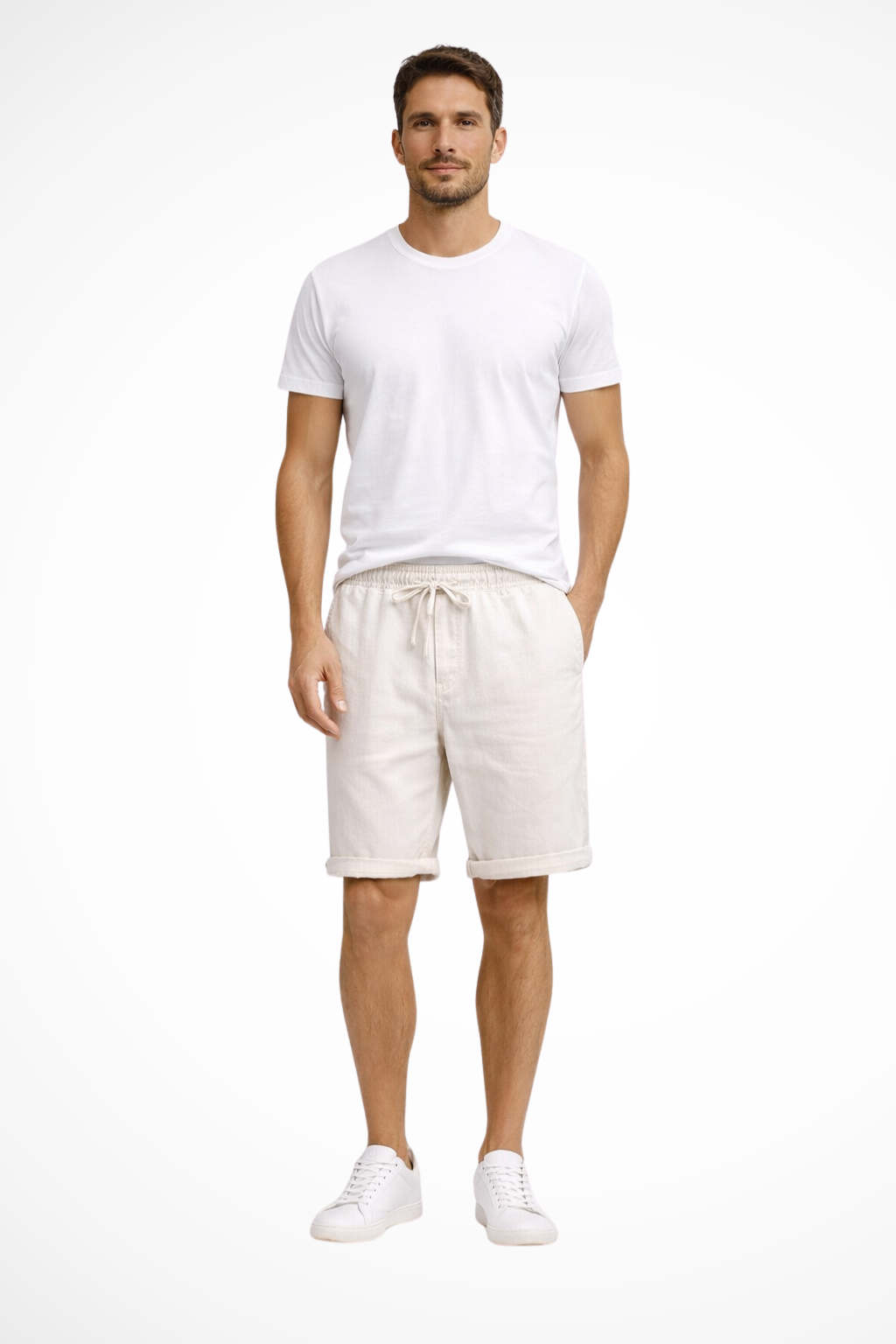 Men's drawstring casual shorts with side pockets