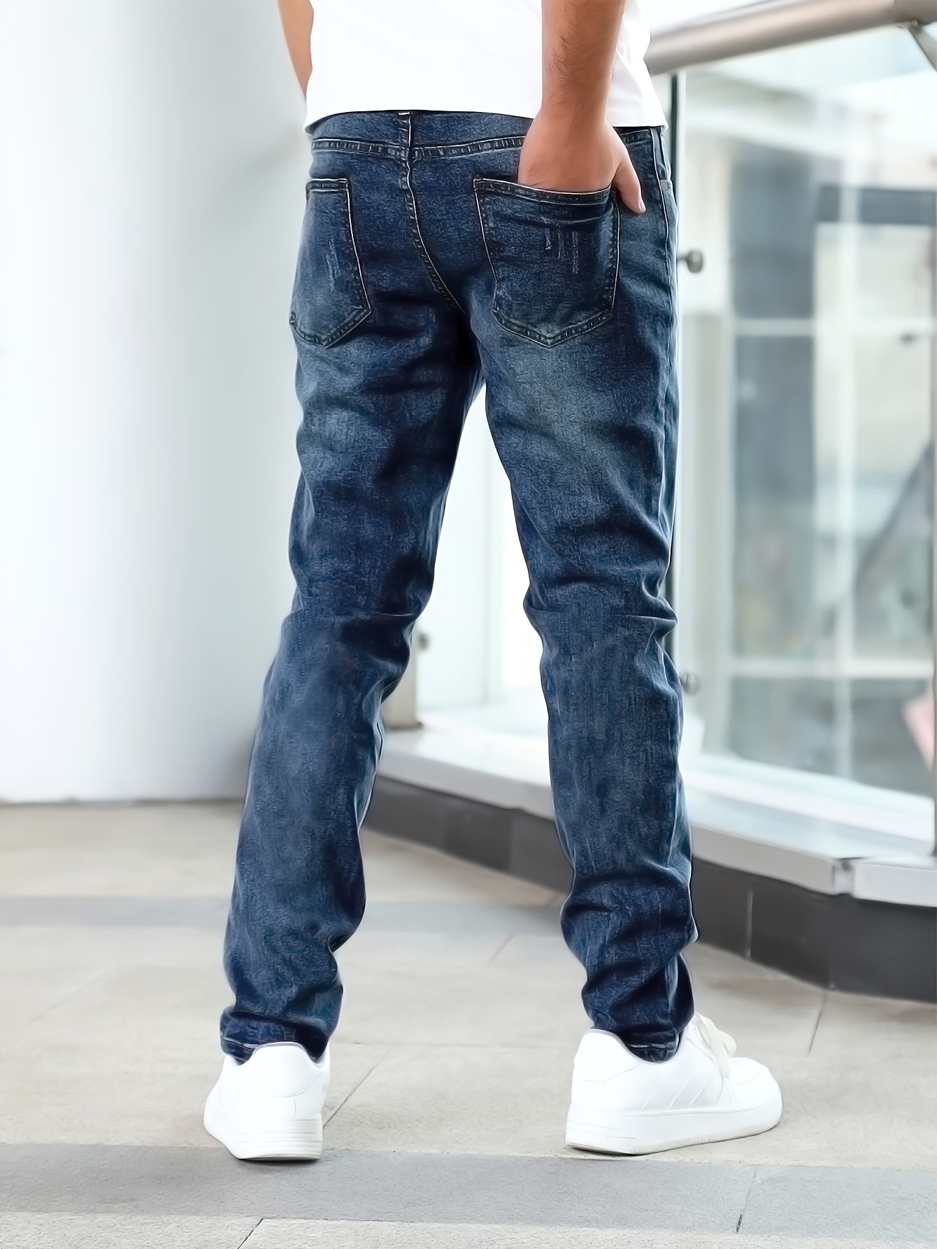 Men's blue slim fit stretch denim jeans