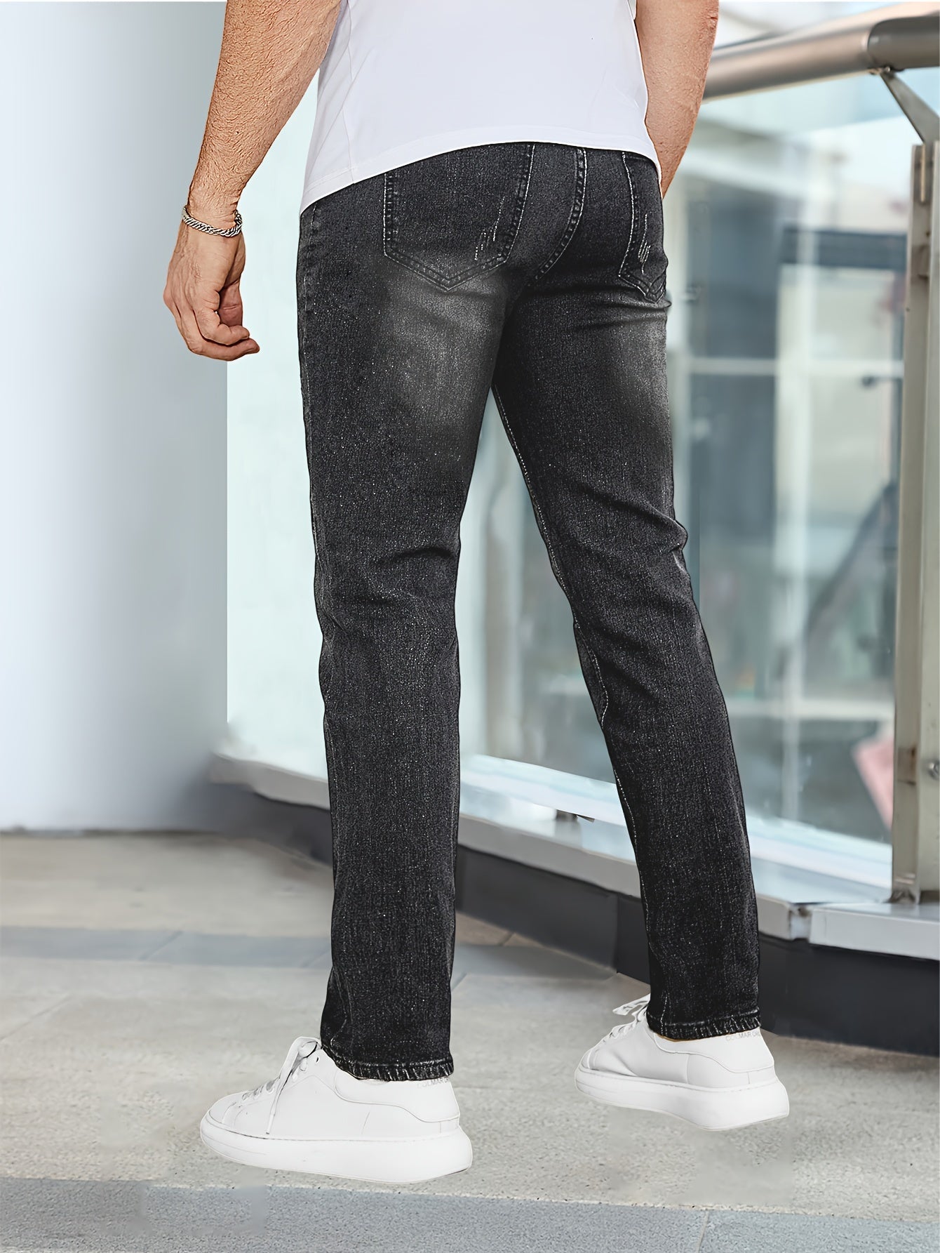 Men's blue slim fit stretch denim jeans