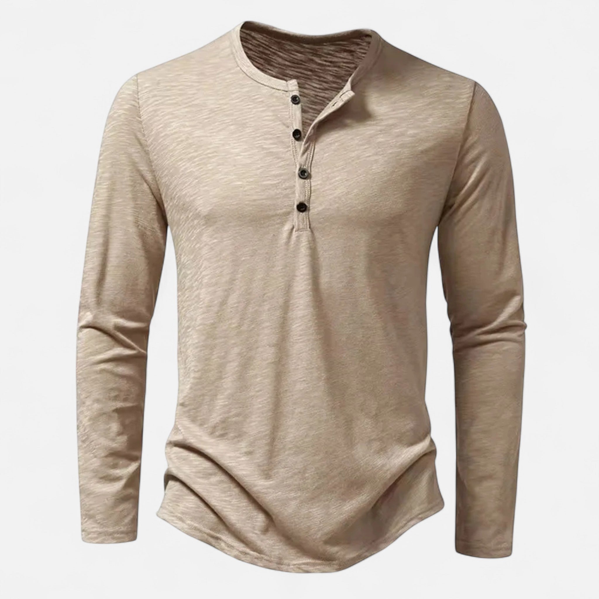 Men's green slim fit long-sleeve henley shirt