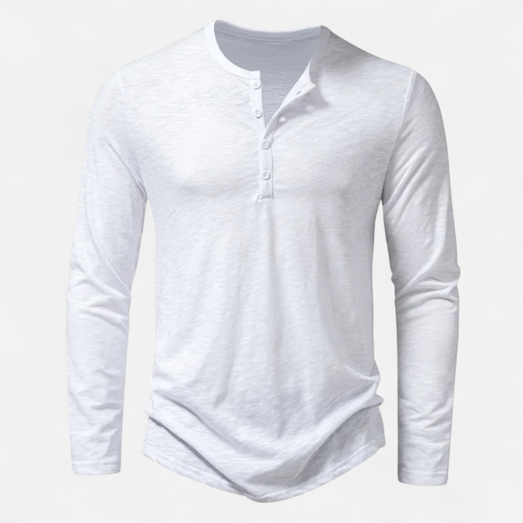 Men's green slim fit long-sleeve henley shirt