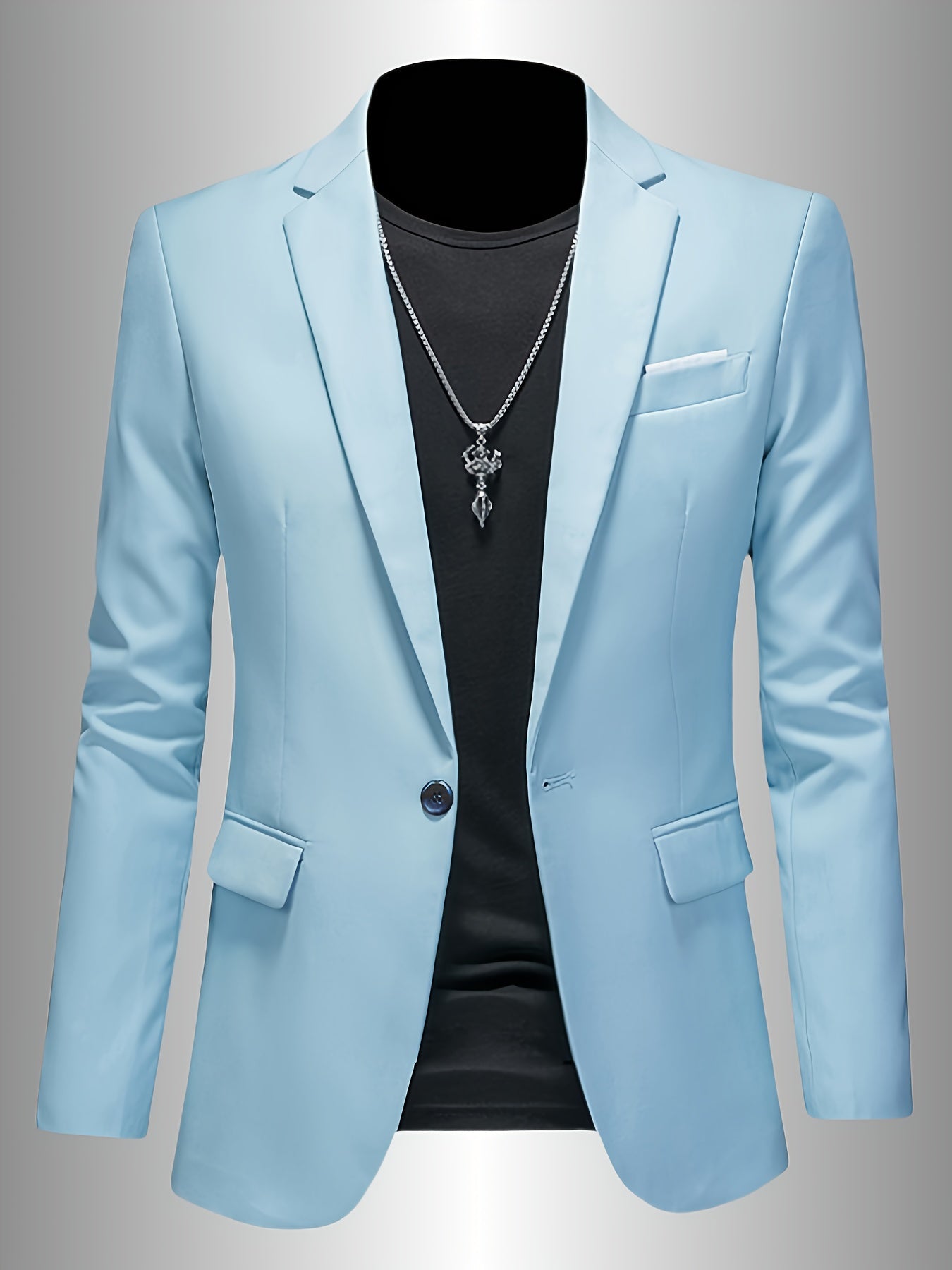 Men's white slim fit single-button suit jacket