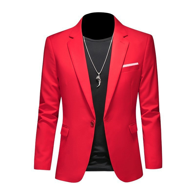 Men's white slim fit single-button suit jacket