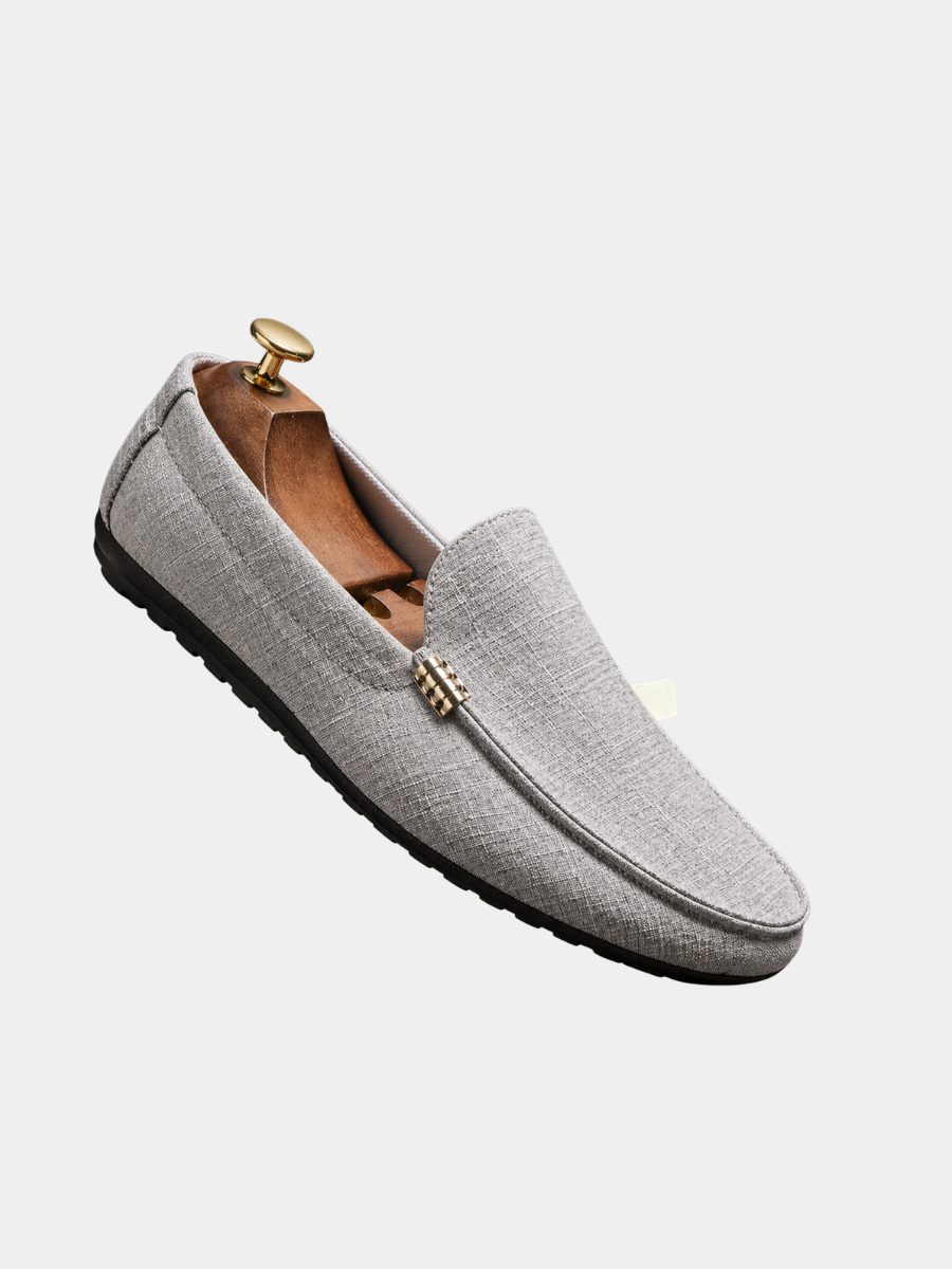 Men's grey slip-on canvas loafer shoes