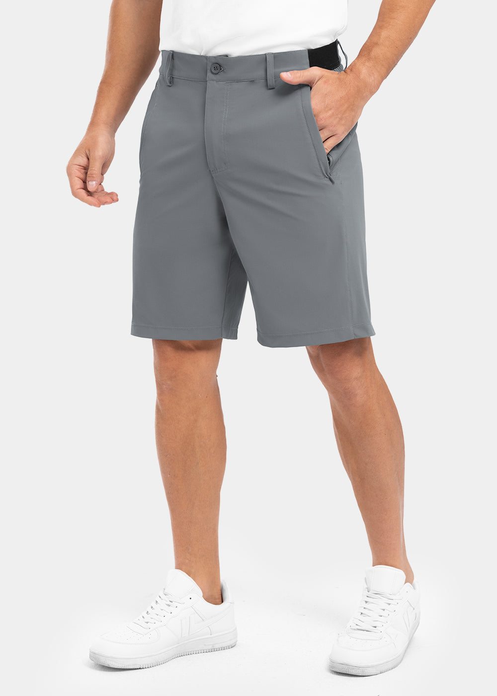 Men's khaki straight fit stretch summer shorts