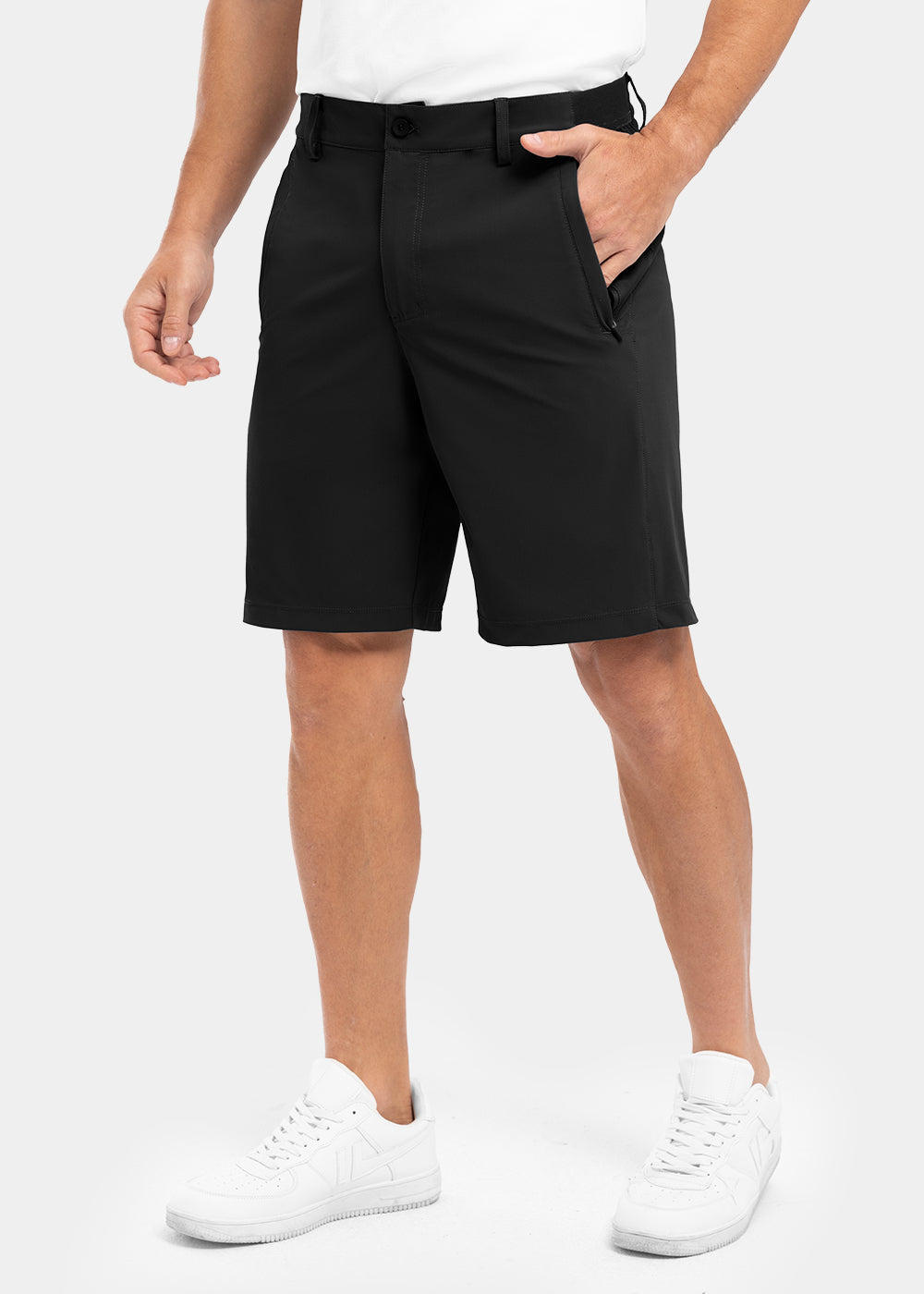Men's khaki straight fit stretch summer shorts
