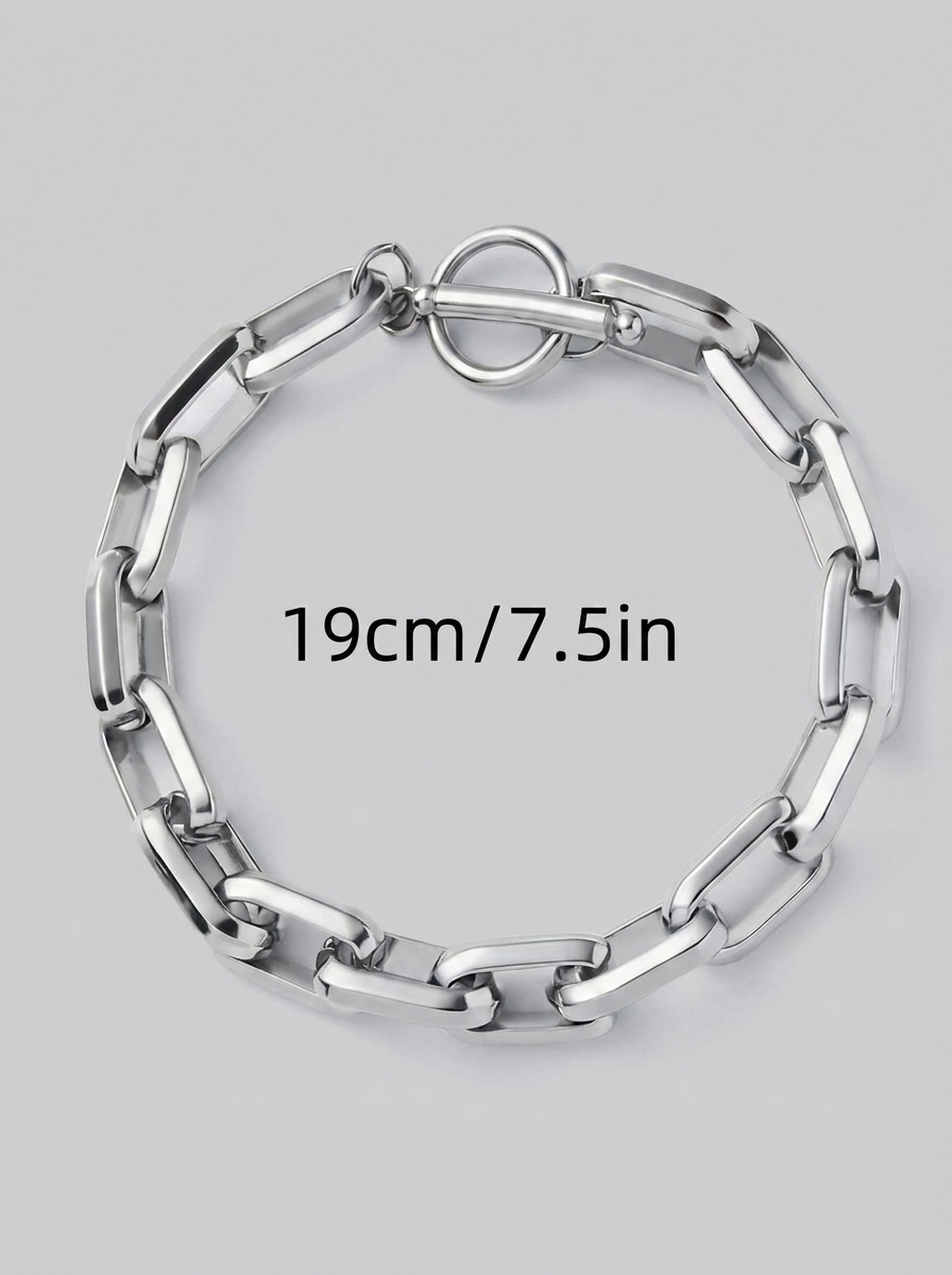 Stainless Steel Chain Bracelet with Toggle Clasp