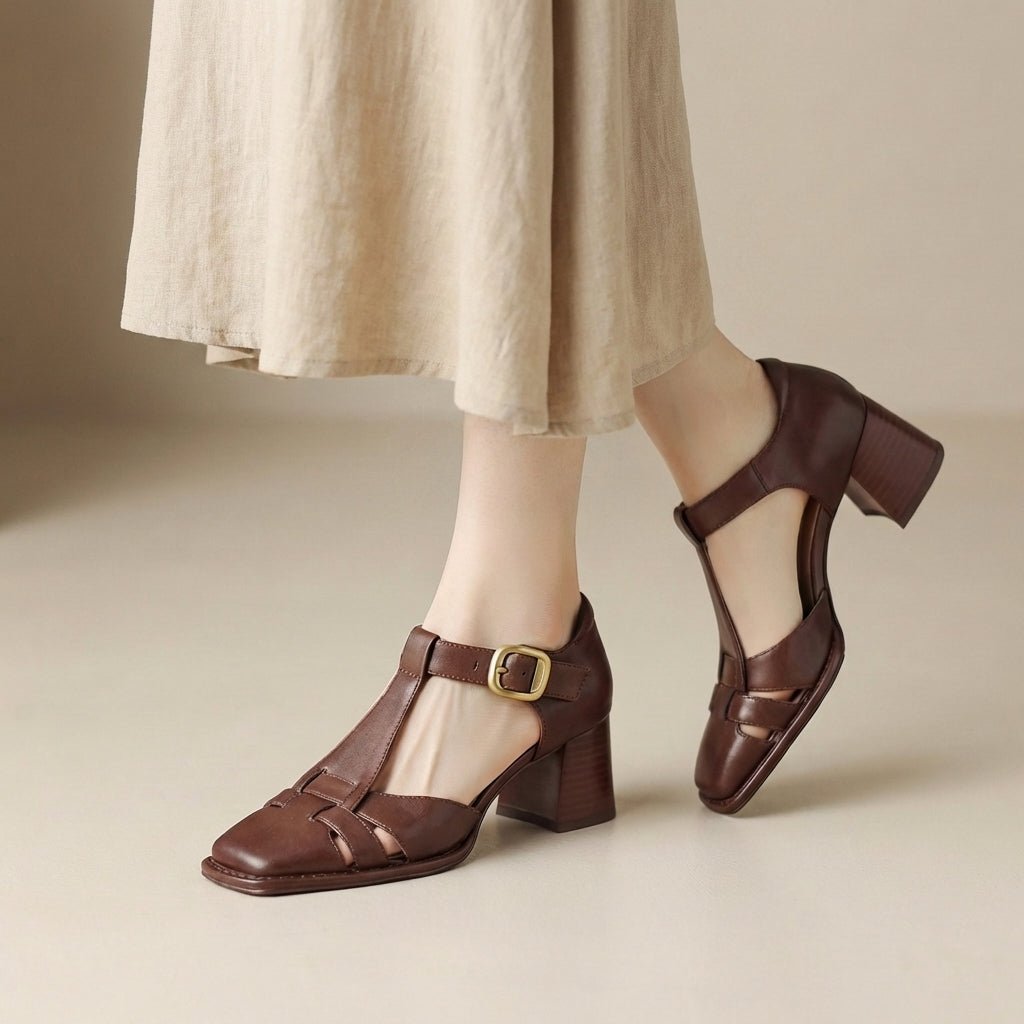 Sandals For Women T-Strap Chunky Heel Comfort 2