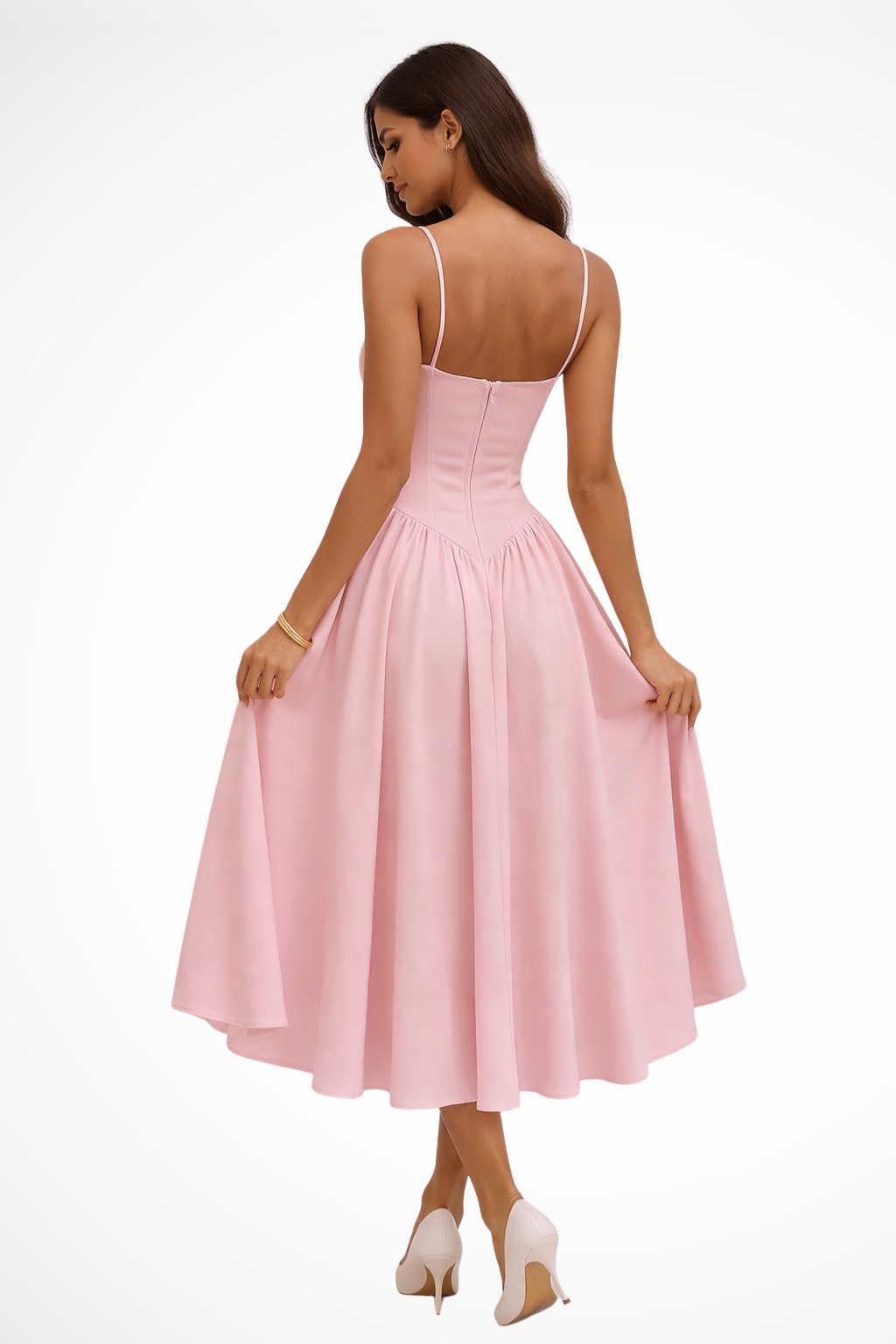 Women's corset bodice A-line midi dress for occasions