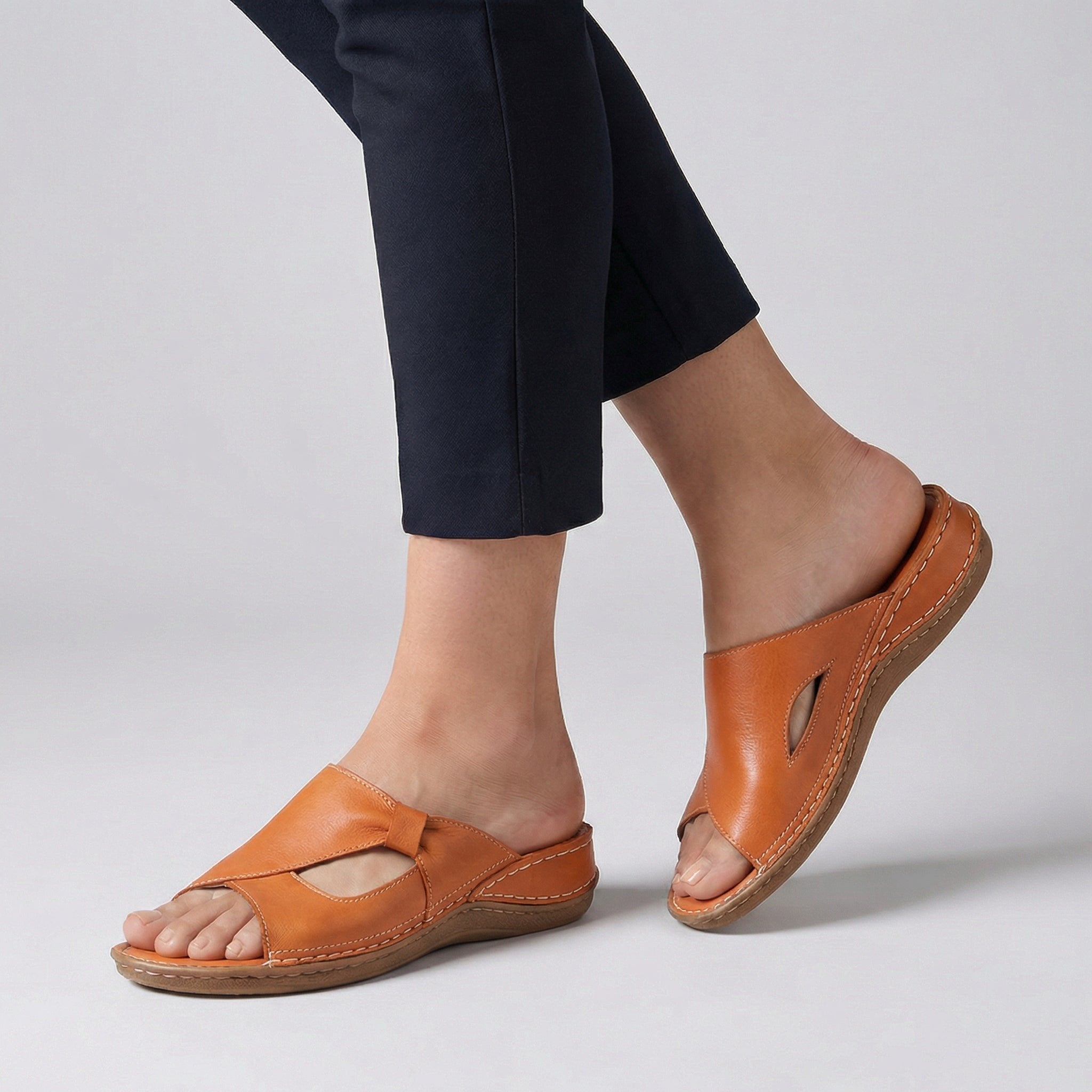 Slide Sandals Open-Toe Leather Comfort Fit 3