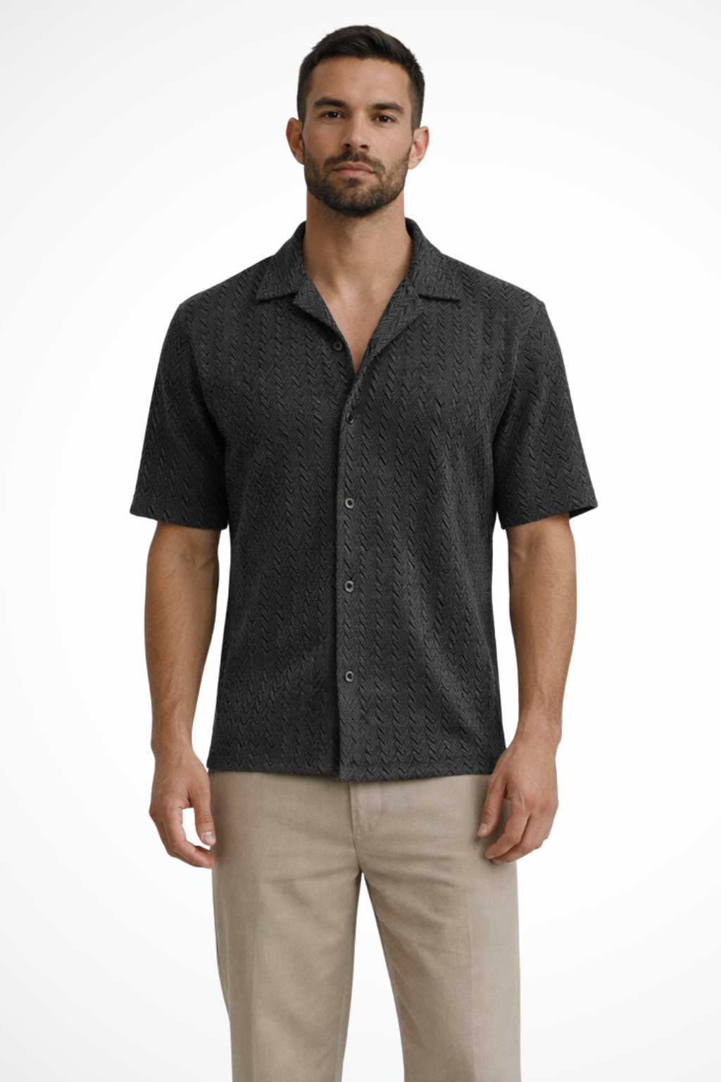 Men's short sleeve textured knit summer shirt