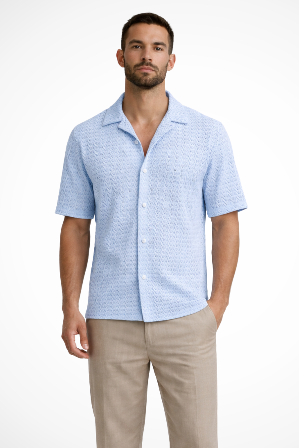 Men's short sleeve textured knit summer shirt