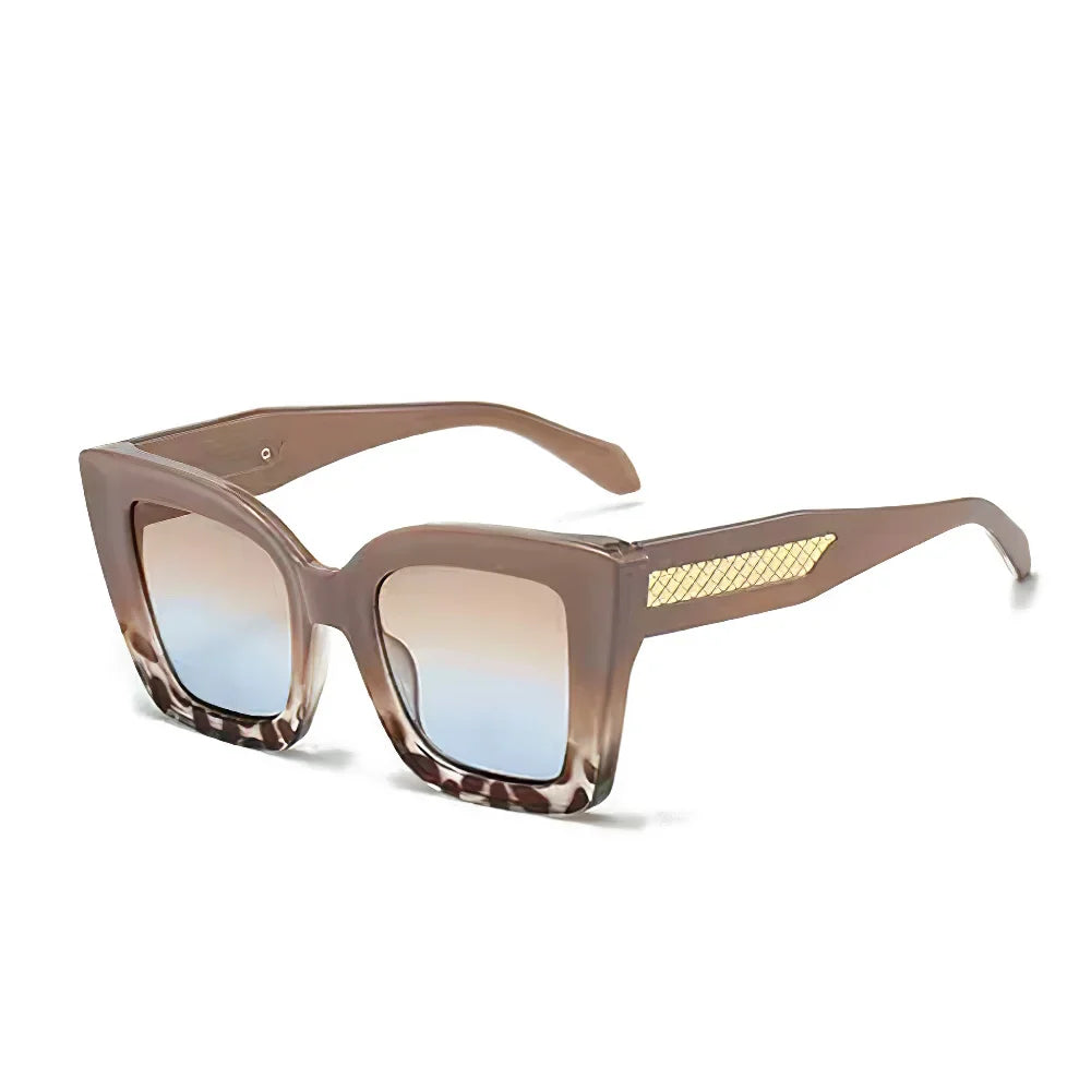 Women's brown oversized square sunglasses with tortoiseshell frame