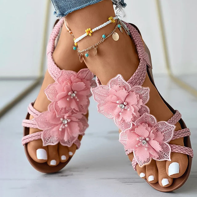 Sophie | Wedge Sandals Floral Medium Heels 1