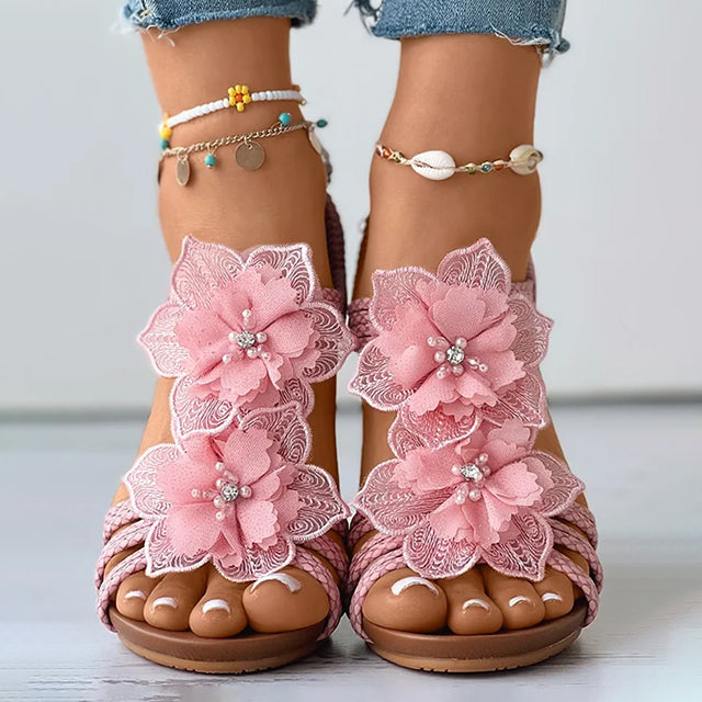 Sophie | Wedge Sandals Floral Medium Heels 2