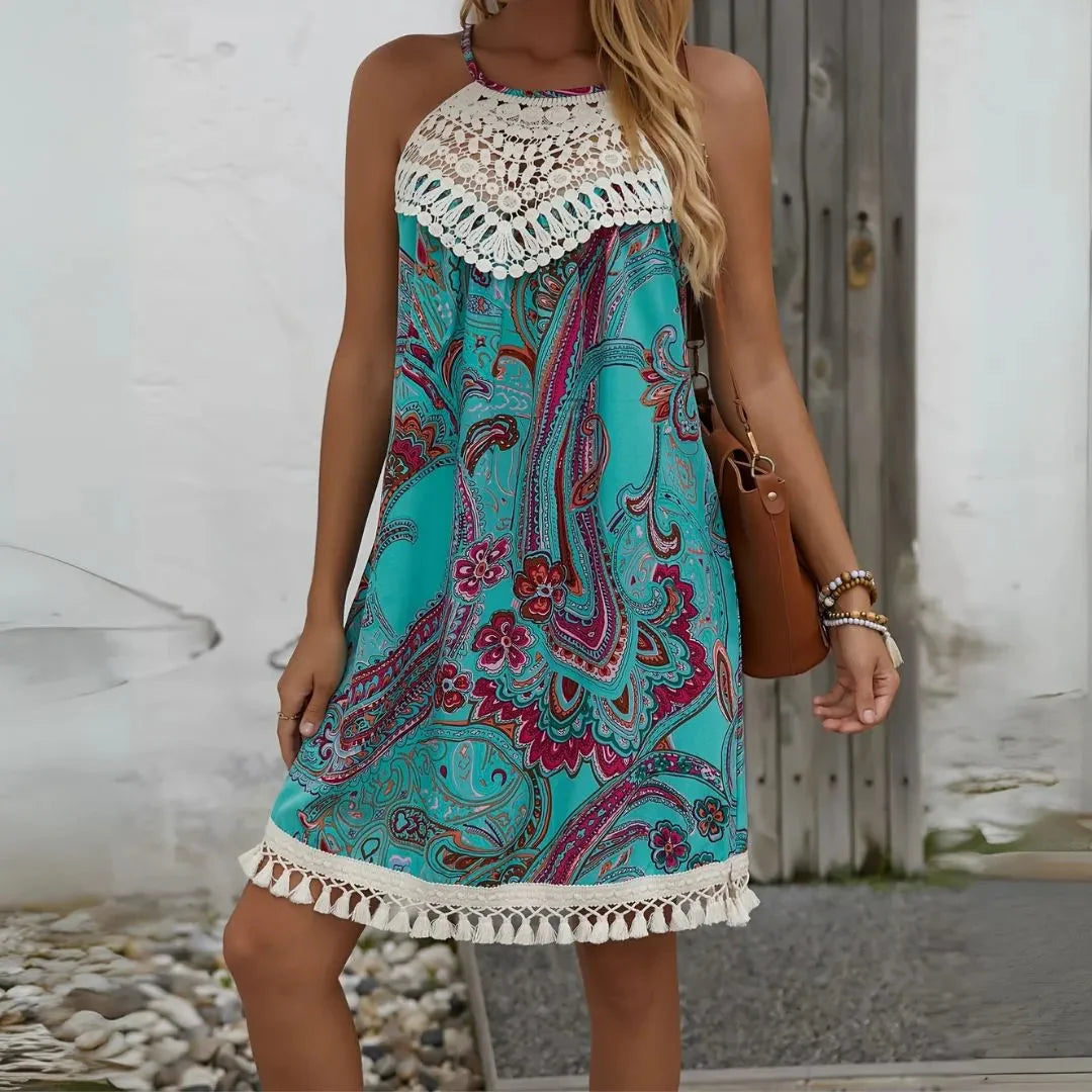 Sophie | Womens Dress Paisley Halter Crochet Neckline 2